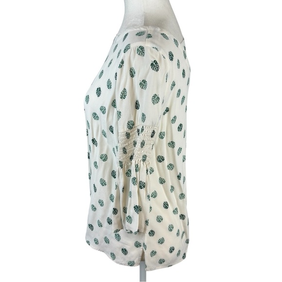 Loft Leaf Print Bell Sleeve Top Size XS - Picture 6 of 9